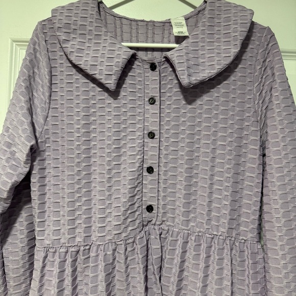 Purple Patterned Ruffle Midi Dress - Picture 3 of 11